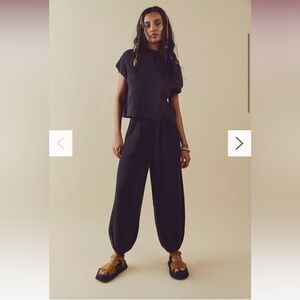 Free People Freya Set Black Charcoal Wide Leg Pants